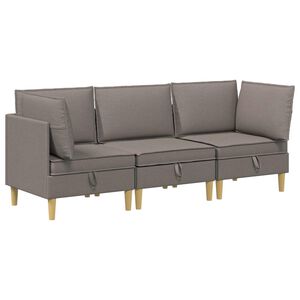 vidaXL Canap&eacute; modulaire avec rangement 3 pc Taupe Tissu