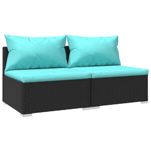 vidaXL Salon de jardin 2 pcs avec coussins R&eacute;sine tress&eacute;e Noir