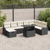 vidaXL Ensemble de canapé de jardin avec coussin 9 pcs Noir Poly rotin