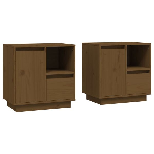 vidaXL Tables de chevet 2pcs Marron miel 50x34x50cm Bois de pin massif