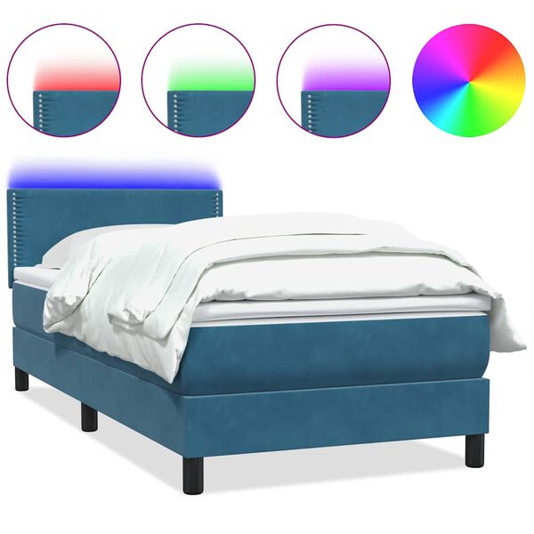 vidaXL Sommier à lattes de lit et matelas bleu foncé 80x220 cm velours