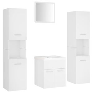 vidaXL Ensemble de meubles de salle de bain Blanc Agglom&eacute;r&eacute;