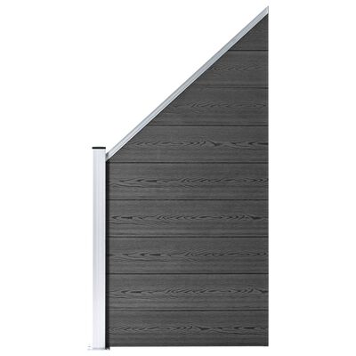 vidaXL Ensemble de panneau de clôture WPC 1830x(105-186) cm Noir