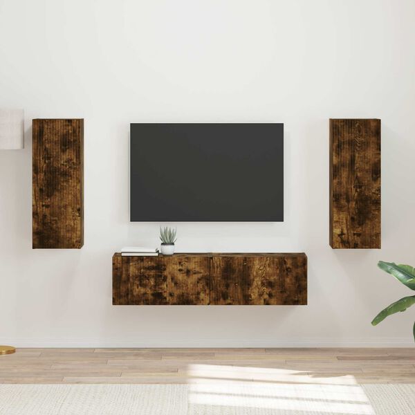 vidaXL Ensemble meuble TV 2 pcs Ch&ecirc;ne fum&eacute; Bois d'ing&eacute;nierie