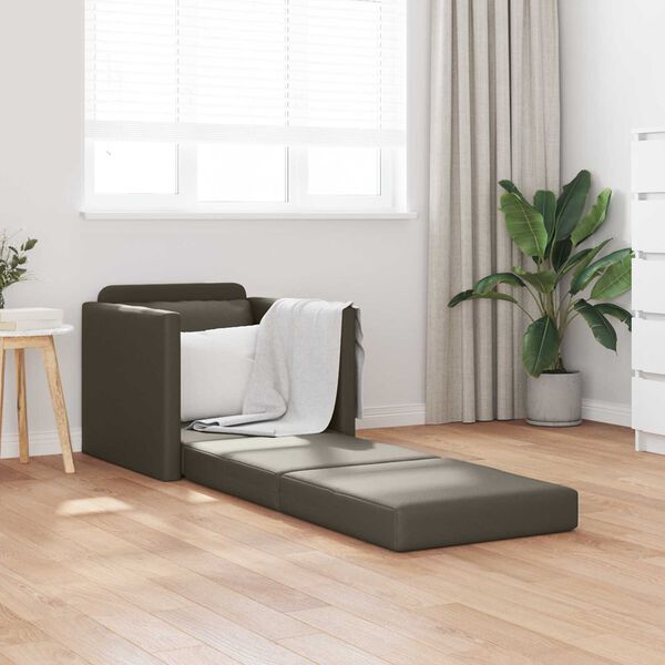 vidaXL Canap&eacute;-Lit 60cm Gris Simili cuir