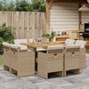 vidaXL Ensemble &agrave; manger de jardin et coussins 9 pcs beige Poly rotin