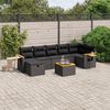 vidaXL Salon de jardin 7 pcs avec coussins noir r&eacute;sine tress&eacute;e