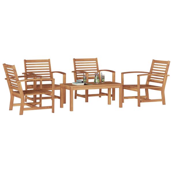 vidaXL Ensemble de canap&eacute; de jardin 5 pcs Naturel Bois de teck massif