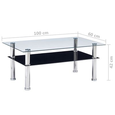 vidaXL Table basse Noir 100x60x42 cm Verre trempé
