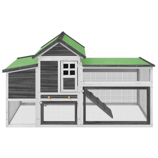 vidaXL Poulailler gris 186,5x58,5x113 cm bois massif de pin