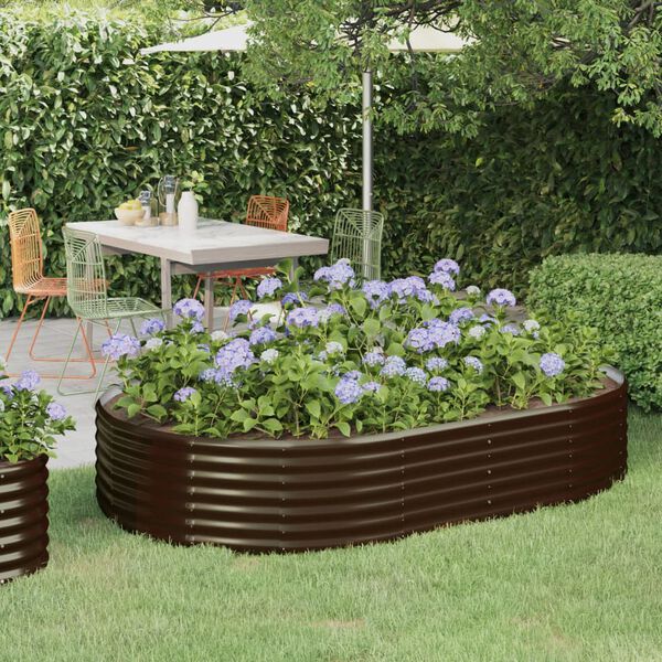 vidaXL Lit sur&eacute;lev&eacute; de jardin Acier galvanis&eacute; marron