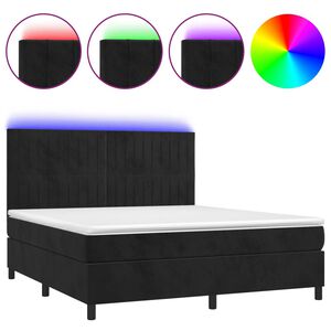 vidaXL Sommier &agrave; lattes de lit matelas et LED Noir 180x200 cm Velours
