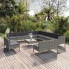 vidaXL Salon de jardin 14 pcs avec coussins R&eacute;sine tress&eacute;e Gris