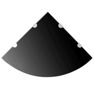 vidaXL Étagères d'angle 2 pcs et supports chromés Verre Noir 45x45 cm