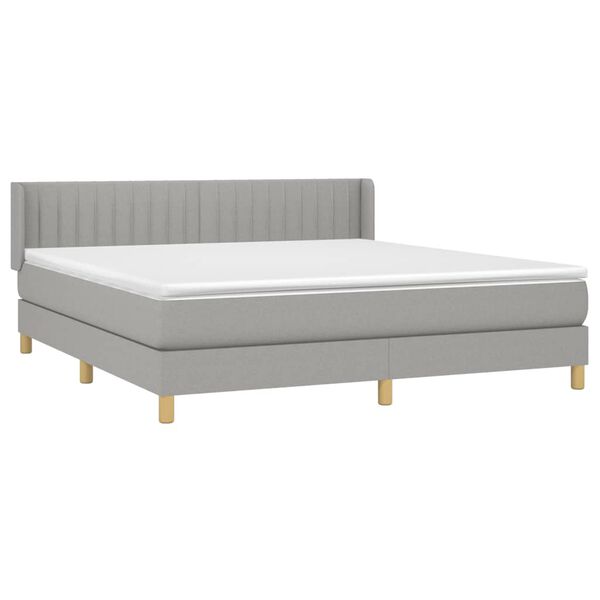vidaXL Sommier &agrave; lattes de lit avec matelas Gris clair 180x200cm Tissu