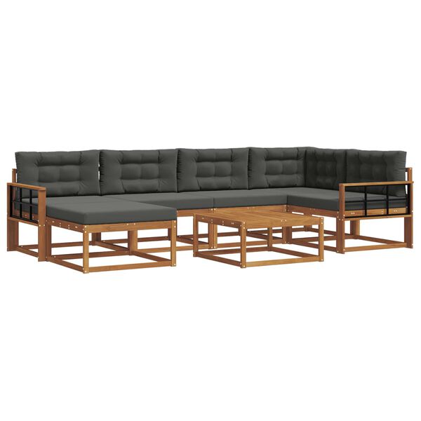 vidaXL Ensemble de canap&eacute;s d'ext&eacute;rieur 7 pcs Naturel et Anthracite