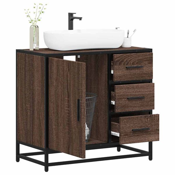 vidaXL Armoire de lavabo de salle de bain ch&ecirc;ne marron 65x33x60 cm
