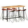 vidaXL Ensemble de bar 7 pcs Bois d'acacia solide et cuir v&eacute;ritable