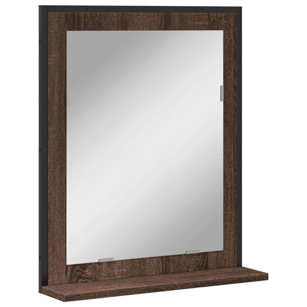 vidaXL Miroir de salle de bain et &eacute;tag&egrave;re ch&ecirc;ne marron bois ing&eacute;nierie