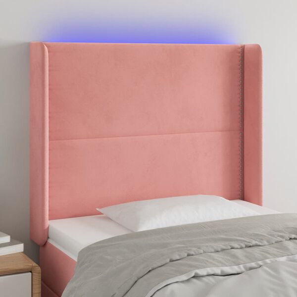 vidaXL T&ecirc;te de lit &agrave; LED Rose 93x16x118/128 cm Velours