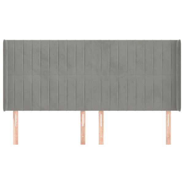vidaXL T&ecirc;te de lit avec oreilles Gris clair 163x16x118/128 cm Velours