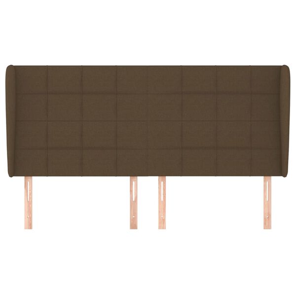 vidaXL T&ecirc;te de lit avec oreilles Marron fonc&eacute; 203x23x118/128 cm Tissu