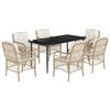 vidaXL Ensemble &agrave; manger de jardin et coussins 7 pcs beige poly rotin