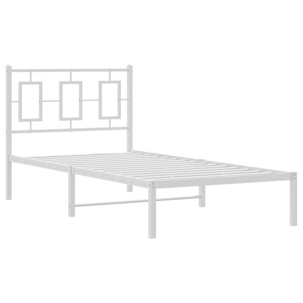vidaXL Cadre de lit métal sans matelas avec tête de lit blanc 90x200cm