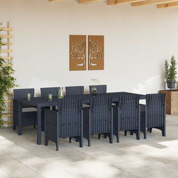 vidaXL Ensemble de salle &agrave; manger pour jardin 9 pcs Anthracite