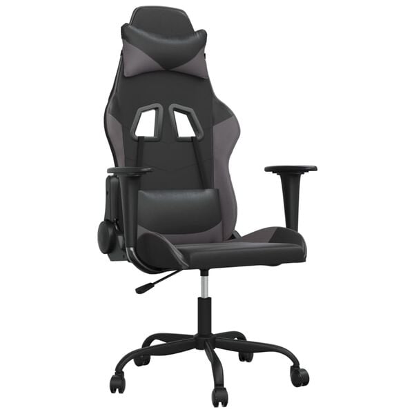 vidaXL Chaise de jeu Noir et gris Similicuir