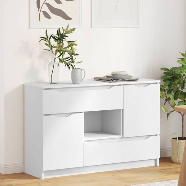vidaXL Buffet avec tiroir Blanc 100 x 30 x 65,6 Bois d'ing&eacute;nierie
