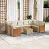 vidaXL Salon de jardin avec coussins 10 pcs beige r&eacute;sine tress&eacute;e