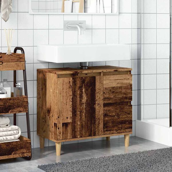 vidaXL Armoire lavabo vieux bois 65x33x60 cm bois d'ingénierie