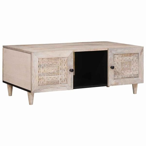 vidaXL Table basse Beige 100 x 54 x 40 cm Bois d'acacia massif