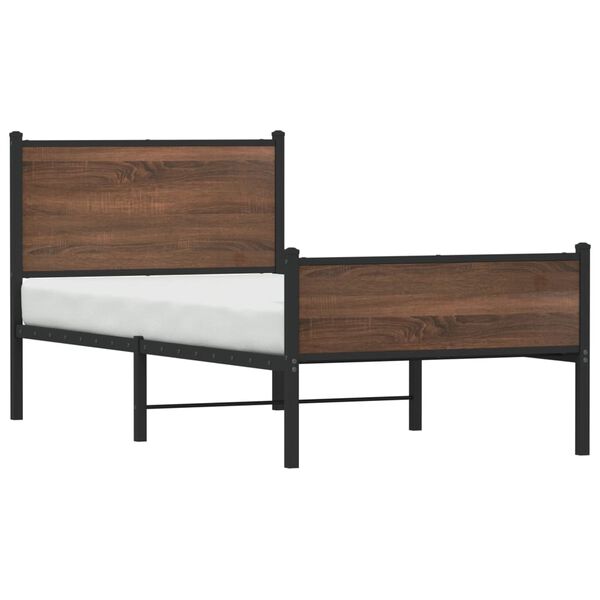 vidaXL Cadre de lit en métal sans matelas chêne marron 90x190 cm