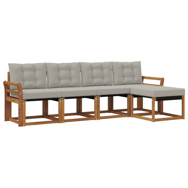 vidaXL Ensemble de canap&eacute;s d'ext&eacute;rieur 5 pcs Gris Naturel et Clair
