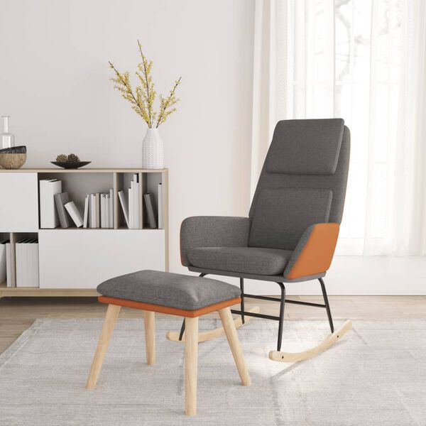 vidaXL Chaise &agrave; bascule avec repose-pied Gris clair Tissu