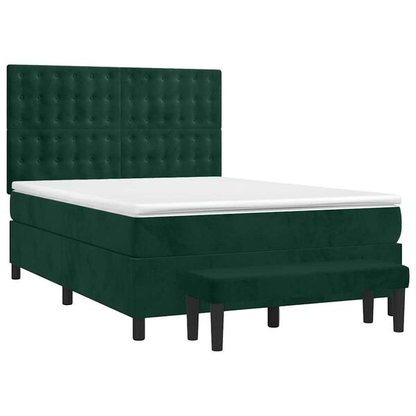 vidaXL Sommier &agrave; lattes de lit et matelas Vert fonc&eacute; 140x190cm Velours