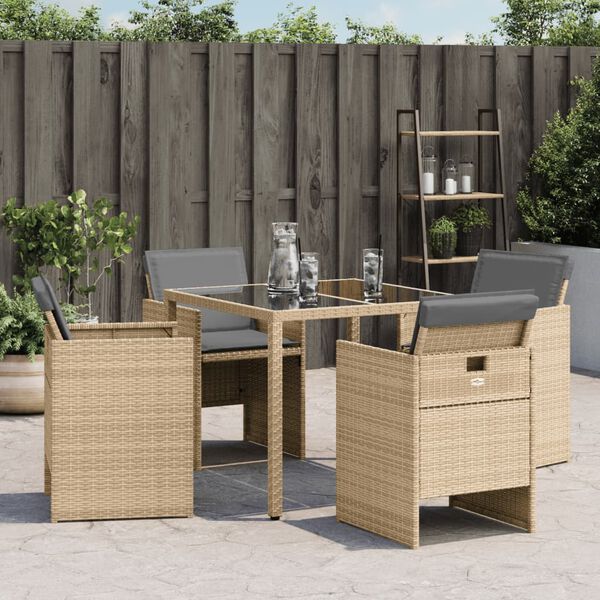vidaXL Chaises de jardin avec coussins lot de 4 m&eacute;lange beige