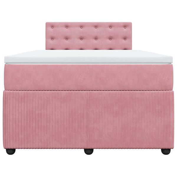 vidaXL Sommier &agrave; lattes de lit avec matelas rose 120x190 cm velours