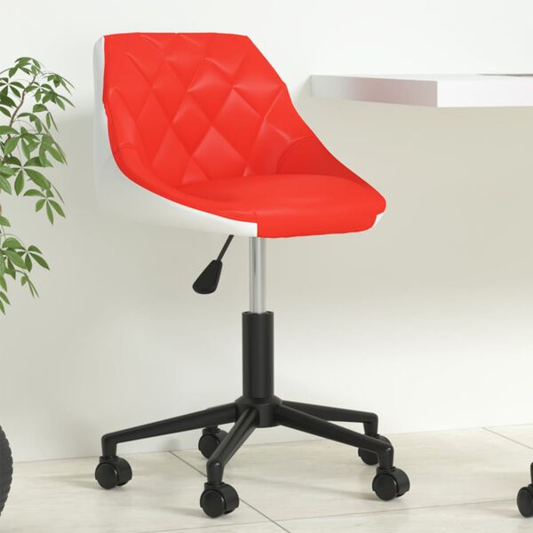 vidaXL Chaise de bureau pivotante Rouge et blanc Similicuir