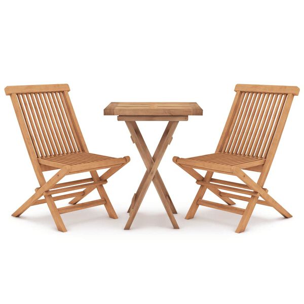 vidaXL Ensemble &agrave; manger de jardin 3 pcs Bois de teck massif