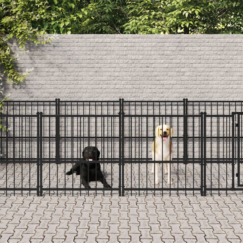 vidaXL Chenil d'extérieur pour chiens Acier 16,89 m²