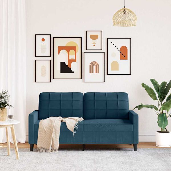 vidaXL Canap&eacute; &agrave; 2 places Bleu 140 cm Velours