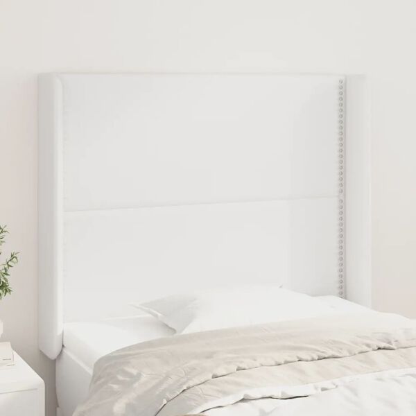 vidaXL T&ecirc;te de lit avec oreilles Blanc 103x16x118/128 cm Similicuir