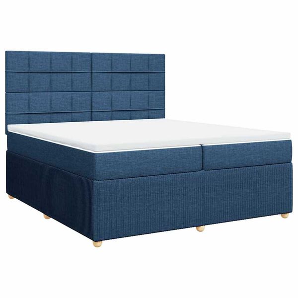 vidaXL Sommier &agrave; lattes de lit avec matelas Bleu 200x200 cm Tissu