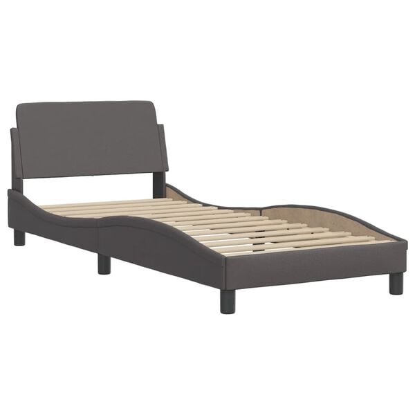 vidaXL Lit Viana avec matelas gris 80x200 cm similicuir