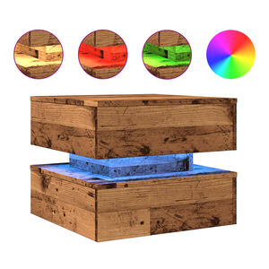 vidaXL Table basse avec lumi&egrave;res LED vieux bois 50x50x40 cm
