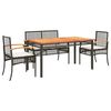 vidaXL Ensemble &agrave; manger de jardin coussins 5pcs Noir R&eacute;sine tress&eacute;e