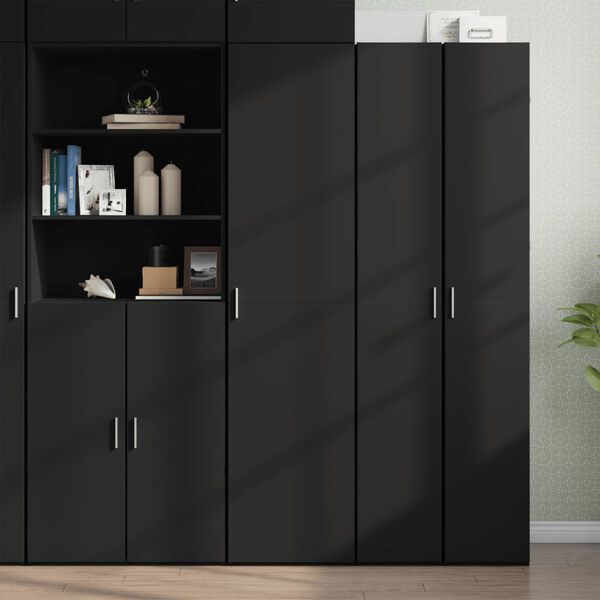 vidaXL Buffet haut noir 45x42,5x185 cm bois d'ing&eacute;nierie